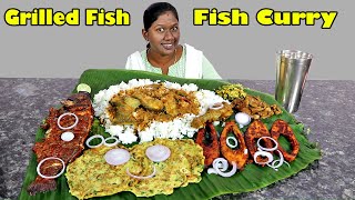 Fish Meals With Grilled Fish Curry and Fish Omelette Eating Challenge In Tamil Foodies Divya [upl. by Stoat]