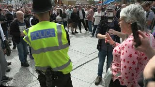 Farright and antiracism protesters clash in Nottingham in wake of Southport killings  AFP [upl. by Urson441]