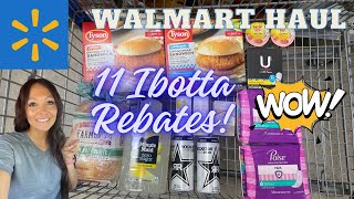 Walmart Coupon Haul Big Savings only using our phone 11 Ibotta rebates [upl. by Adnovahs]