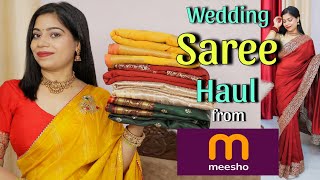 Meesho Haul  Meesho Wedding Saree Haul  Meesho Saree Haul [upl. by Serolod184]