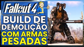 BUILD de Arma PESADA no Jogo Fallout 4 Atributos Vantagens Equipamentos Teste Prático [upl. by Alliehs]