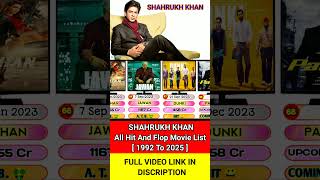 Shahrukh khan Hit And Flop Movie List  SRK Movies  srk  shortviral  viralvideo  movie [upl. by Otnicaj]