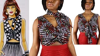 How to make a Crop Top with Lutterloh Pattern  the golden rule USA Pattern  front tie top  diy [upl. by Calandra]