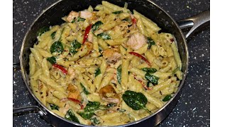 CREAMY PASTA WITH SALMON  PASTA WITH HONEY MUSTARD SALMON creamypasta pastarecipe salmonpasta [upl. by Yelnek]