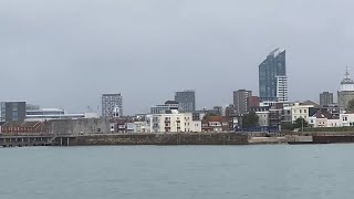 A scenic view of Portsmouthfilmed from ship entering entering Portsmouth HarbourHampshire England [upl. by Akeem127]