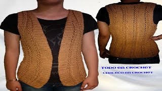 Chaleco en crochet tejido en punto espiga parte 1 para mujer [upl. by Nimrahc]