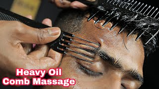 Cure Insomnia By Heavy Oil ASMR Comb Massage  ASMR Comb Massage With Neck Cracking 3d Sound [upl. by Oaht]