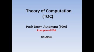 Part 42 Examples of PushDown Automata  PDA  Context Free Languages Theory of Computation TOC [upl. by Tur]