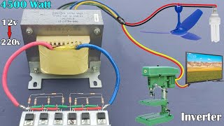 Simple High Power 4500W Inverter  Sine Wave 6 Mosfet DC 12v To 220v AC Using IRFZ44 [upl. by Dasha]