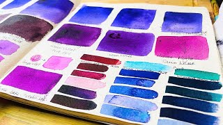 Swatching purple watercolours amp mixes you didn’t think of [upl. by Atilam878]