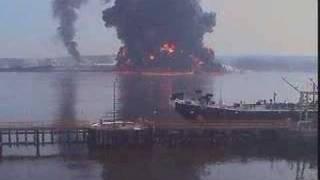 gas barge explosion [upl. by Honebein]