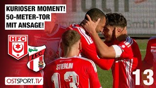 KURIOS 50MeterTor mit Ansage Hallescher FC  ZFC Meuselwitz  Regionalliga Nordost [upl. by Oberheim]