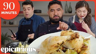 3 Chefs Try to Make Roast Chicken Dinner with No Recipe in 90 Minutes  Epicurious [upl. by Dearman]