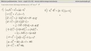 Matura podstawowa  kurs  wzory skróconego mnożenia [upl. by Jordison]