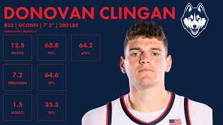 Donovan Clingan  2024 NBA Draft Scouting Highlights  UConn [upl. by Faletti]