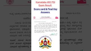 Karnataka PSI 402 Exam Result Announced  Score list amp Final Key Answers Released  KEA Update [upl. by Andros]