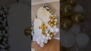 DIY backdrop party favors and centerpieces for baptism party diyballoons diybackdrop cookies [upl. by Mosera]