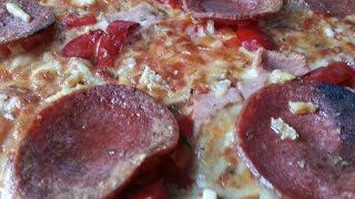 Frozen Pizza With Ham Salami Chili and Cheese filled Crust [upl. by Rehpotsirk]