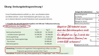 Deckungsbeitrag I  Sortimentsbewertung Zusatzauftrag Preisuntergrenze SchrittfürSchritt [upl. by Hett]