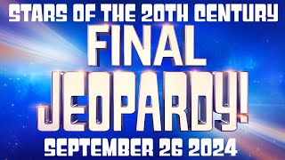 FINAL JEOPARDY September 26 2024 Stars of the 20th Century FULL ANSWER 1927 NY Times Headline [upl. by Daune]