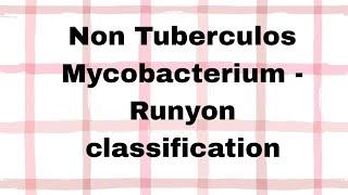 Non Tuberculous Mycobacterium  Runyon Classification [upl. by Wolgast54]