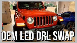 JL Jeep Wrangler OEM LED DRL SWAP [upl. by Latrena668]