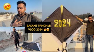 BASANT PANCHMI VLOG 2024😍 flying big kites 🪁 desi patangbaazi 😍 monokite vs monofillgold [upl. by Haggar]