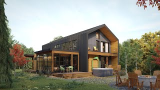 Timber Frame Scandinavian Cabin House Plan Tour The Osler 4132 [upl. by Viki]