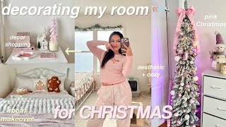 CHRISTMAS ROOM MAKEOVER 🩰❄️ decor shopping haul decorate wme  room tour [upl. by Oriaj]