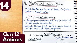 14 Reaction of amines with nitrous acid  Test for 1° aliphatic vs aromatic amines Amines class12 [upl. by Maury76]