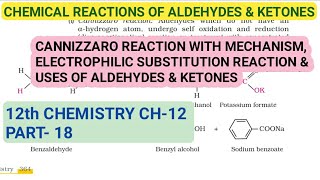 12th Chemistry Ch12Part18Cannizzaro reaction Electrophilic subs reactionStudy with Farru [upl. by Hephzibah616]