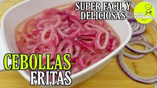 como hacer cebolla fritas como freir cebollacomo hacer cebolla para mangu dominicano [upl. by Aemat]