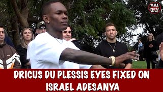 Israel Adesanya Dances while Dricus Du Plessis WATCHES ON at UFC 305 Welcome Ceremony [upl. by Clover]