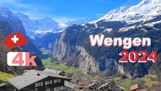 🇨🇭  2024  Winter  SWITZERLAND  WENGEN  Part 6  LAUTERBRUNNEN  Walking Tour beautiful  4k 🇨🇭 [upl. by Celinka494]