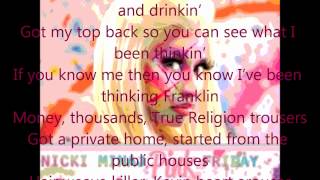 Nicki Minaj ft 2 Chainz  Beez In The Trap Clean Version Lyrics [upl. by Mozza]