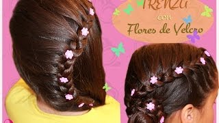 Peinado para fiesta  Trenza y flores de lado Peinado infantil  para fiesta o novias [upl. by Georgeanna]