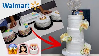 Turning a Store Bought Cake into a WEDDING CAKE Convertimos Pastel de Walmart a Pastel de BODA [upl. by Yurt]