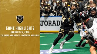 GAME HIGHLIGHTS  Colorado Mammoth vs Vancouver Warriors  12624 [upl. by Eiramlehcar]