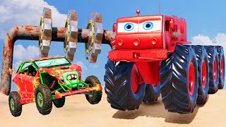 Episode 101  Heavy 8X8 Truck McQueen amp Mater VS Mini Loader Ben Fire Zombie Slime in BeamNGdrive [upl. by Kipton]