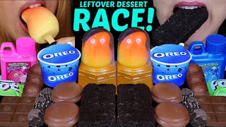 ASMR LEFTOVER DESSERT RACE VIRAL MANGO ICE CREAM OREO SUNDAE FERRERO ROCHER GUMMY ROLL CANDY 먹방 [upl. by Yvel287]