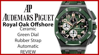 ▶Audemars Piguet Royal Oak Offshore Chronograph Ceramic Green Dial  REVIEW 26405CEOOA056CA01 [upl. by Repotsirhc]