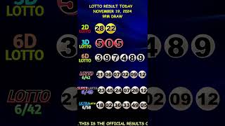 Lotto Result November 19 2024 9pm Draw shorts [upl. by Dunton]