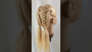 Super Easy Braided Pigtails 😍 hairstyles braids shorts [upl. by Huckaby350]