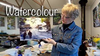 How to paint quotSmall Town Early Lightquot in watercolor using a loose expressionistic style A bit ASMR [upl. by Moir]