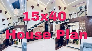 15x40 house for sale  1540 luxury duplex  15x40 double height house [upl. by Kwang]