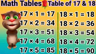 Table of 17 Table of 18 Table of 17 and 18 17 amp 18 17 ka Table 18 ka Table17 or 18 in English [upl. by Oznerol436]