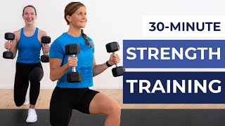 30Minute Full Body Dumbbell Strength Workout For Women [upl. by Alilahk]