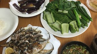 Mukbang lunch gulay and fried fish [upl. by Sirmons196]