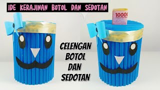 Ide Kreatif Membuat Celengan dari Botol dan Sedotan  DIY Plastic Bottles Craft Ideas  Piggy Bank [upl. by Ainahpets953]