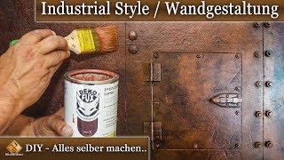 Dekorative Wandgestaltung einfach selber machen  Industrie Look  Metalloptik mit Deko Fux [upl. by Yretsym424]